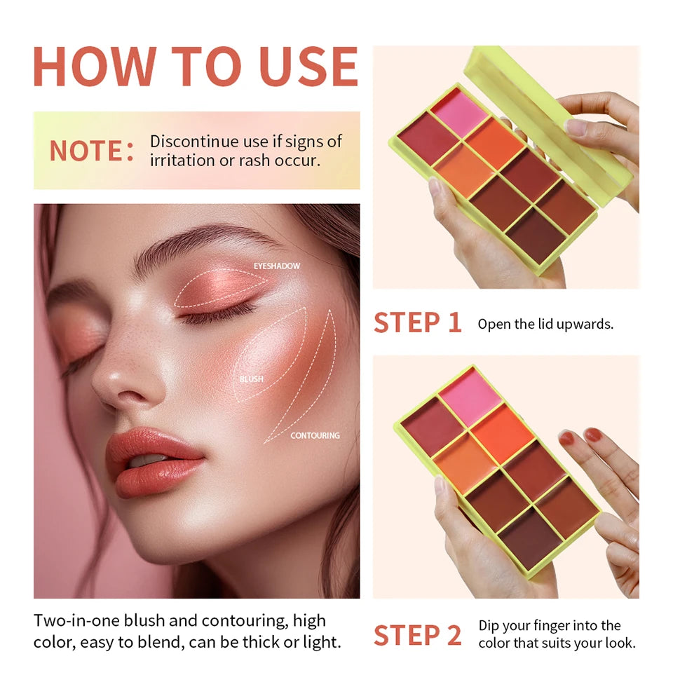 8-Color Cream Blush and Contouring Palette - 14