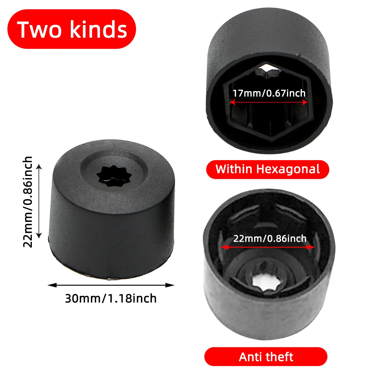 24PCS 17mm Car Wheel Nut Bolt Covers Hub Screw Protection Caps - 6