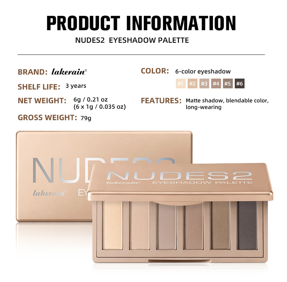 6-Color Matte Eyeshadow Palette for Natural and Smokey Eye Looks - 15