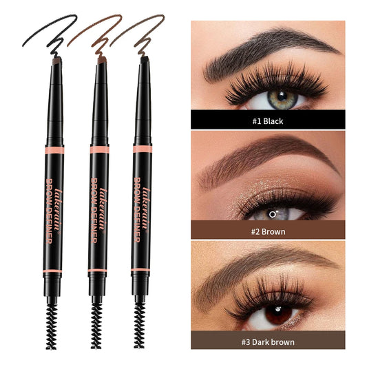Waterproof Triangular Tip Eyebrow Pencil with Grooming Brush
