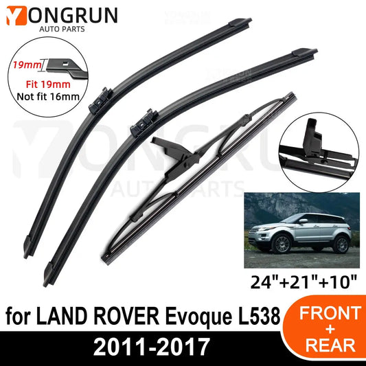 Front and Rear Windshield Wiper Blades for Land Rover Evoque 2011-2017