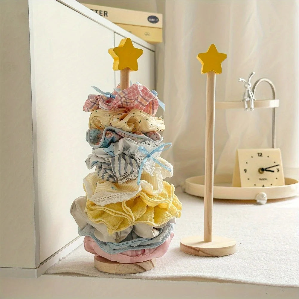 Wooden Desktop Hair Scrunchie and Jewelry Display Organizer