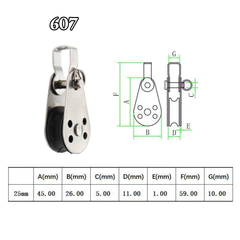 Stainless Steel Single Rope Pulley Block