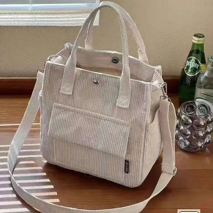 Multifunctional Corduroy Casual Shoulder and Handbag - 14
