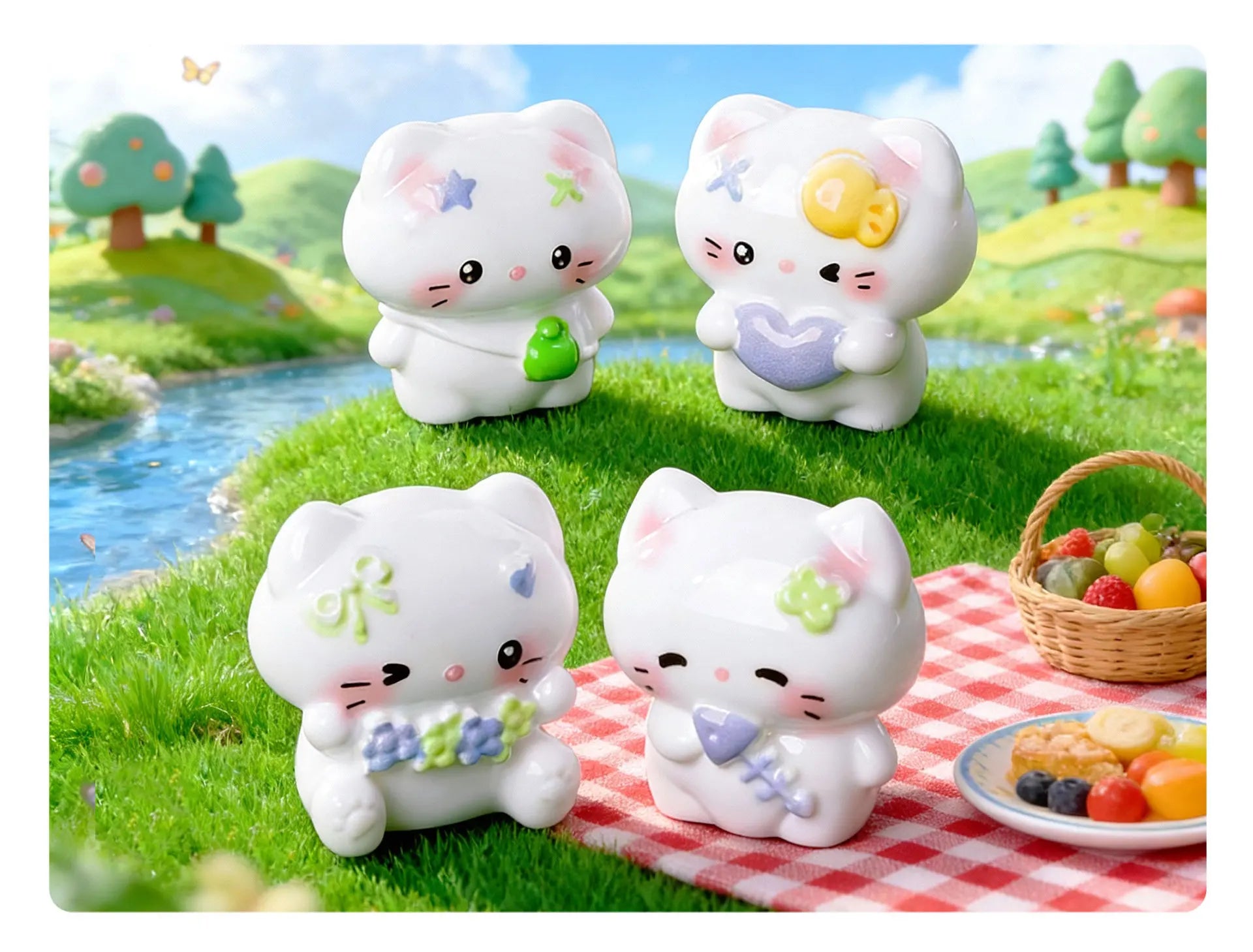 Cute Kawaii Cat Miniature Figurines for Car Dashboard and Desk Decor - 9