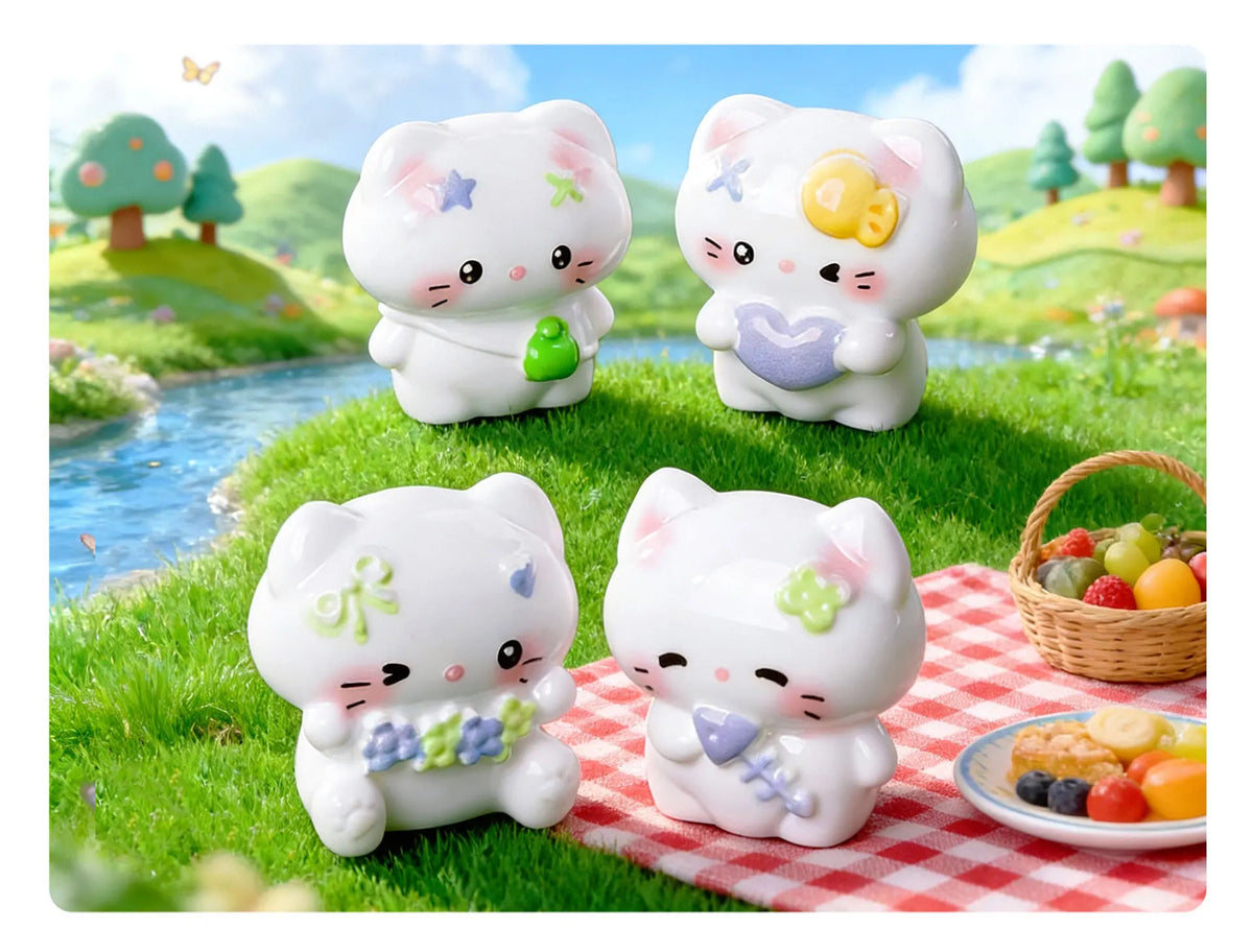 Cute Kawaii Cat Miniature Figurines for Car Dashboard and Desk Decor