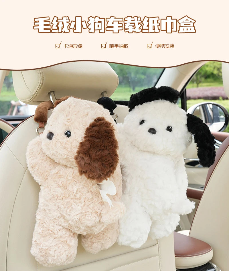 Cute Cartoon Plush Car Tissue Holder Hanging Organizer - 8