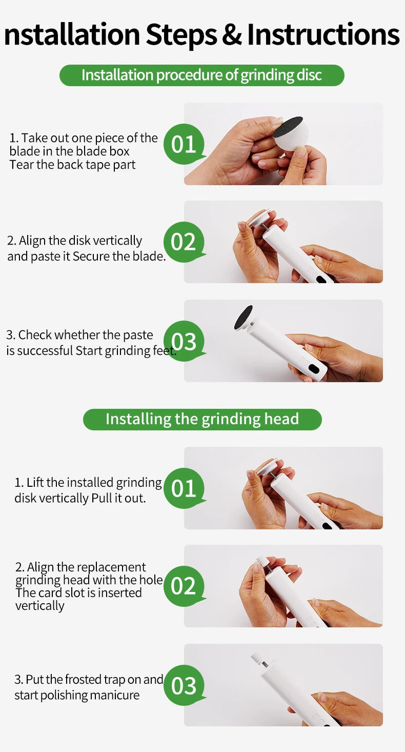 Electric Cordless Foot Callus Remover with 6 Adjustable Speeds