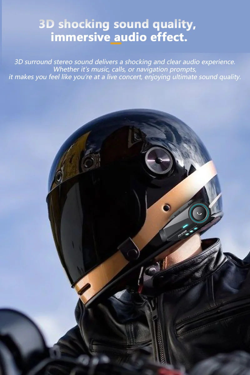 Bluetooth 5.4 Motorcycle Helmet Headset with 1080P Camera Intercom