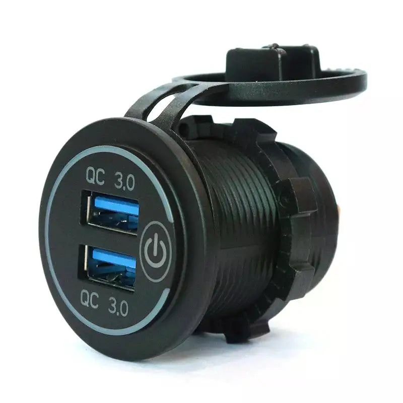 Dual USB Fast Car Charger Socket with Touch Switch - 12