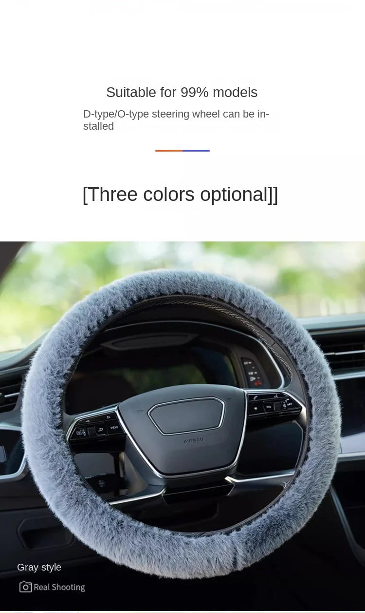 Winter Plush Retractable Steering Wheel Cover