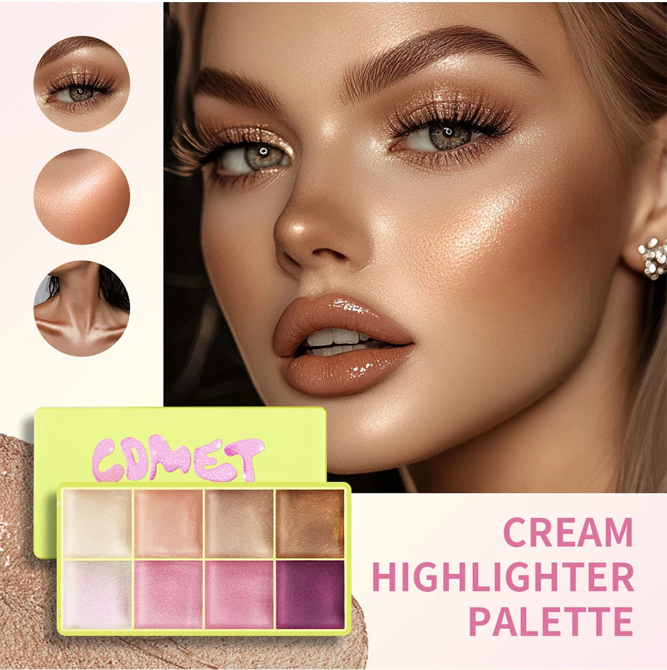8-Color Cream Highlighter and Contour Palette - 14