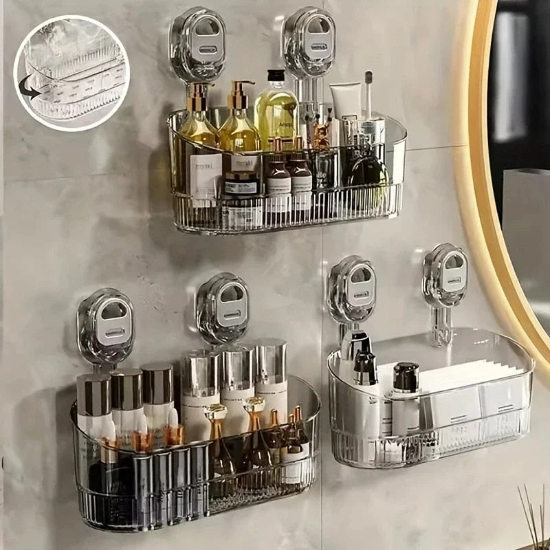 Punch-Free Suction Cup Bathroom Storage Shelf