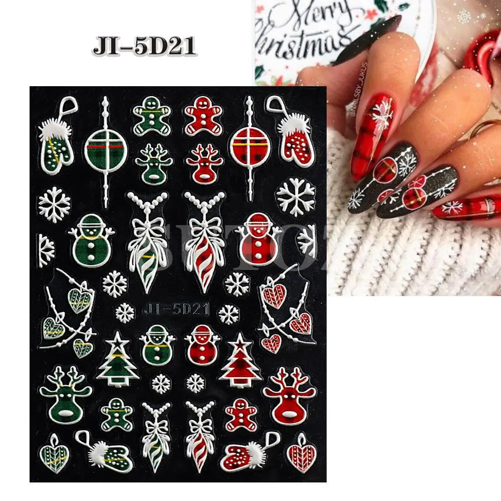 3D Christmas Cartoon Self-Adhesive Nail Art Decal Stickers - 36