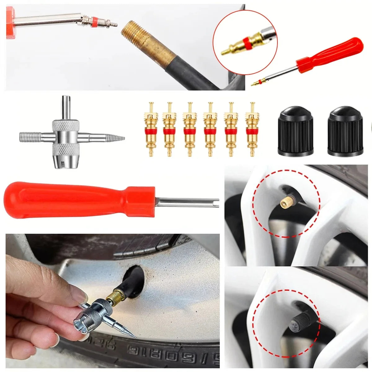 Tire Valve Core Repair and Maintenance Tool Kit - 4