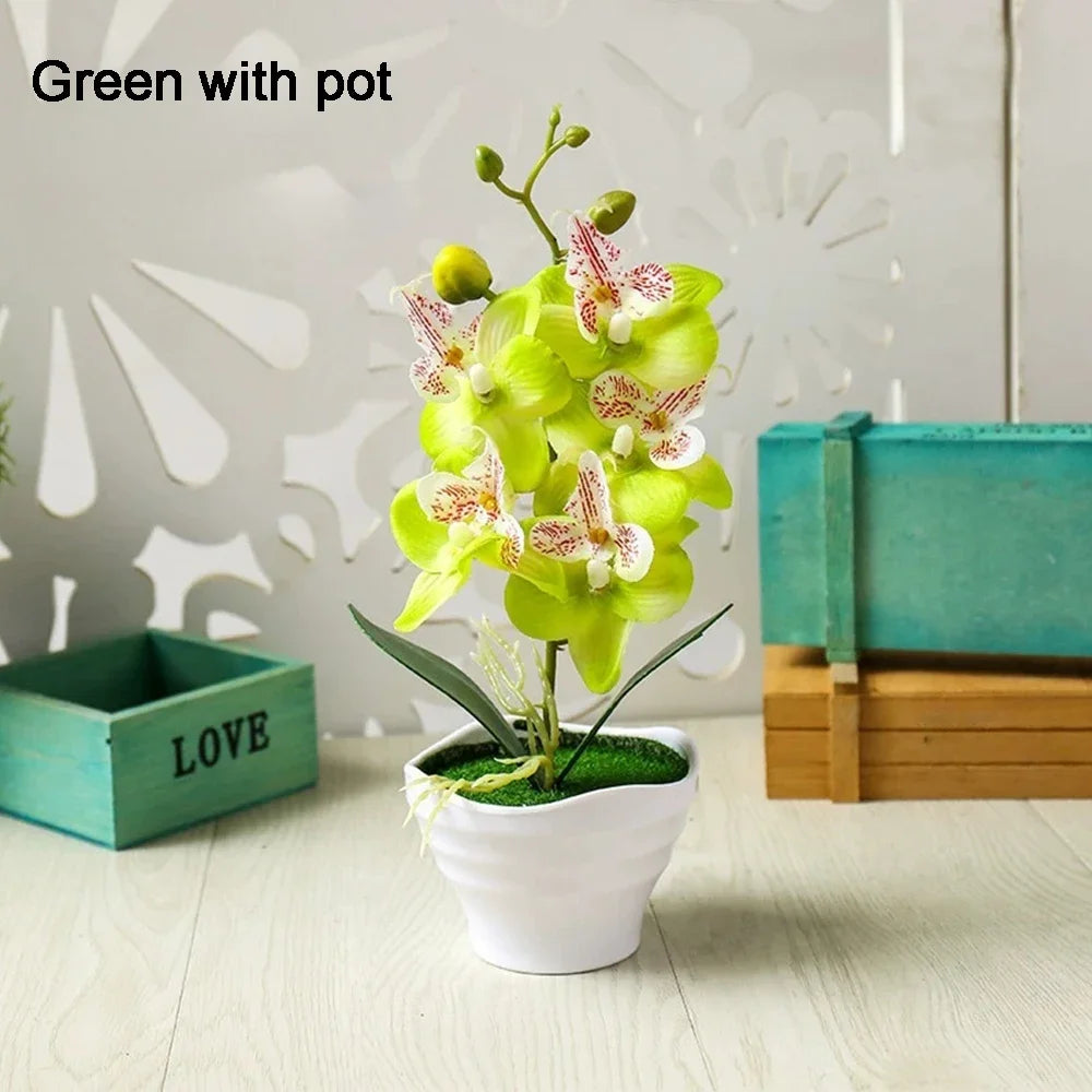 Artificial Orchid Flower Arrangement with Vase - 21