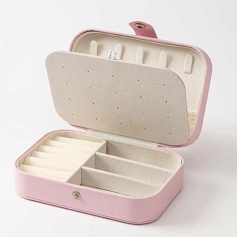 Portable Leather Travel Jewelry Organizer Case - 5