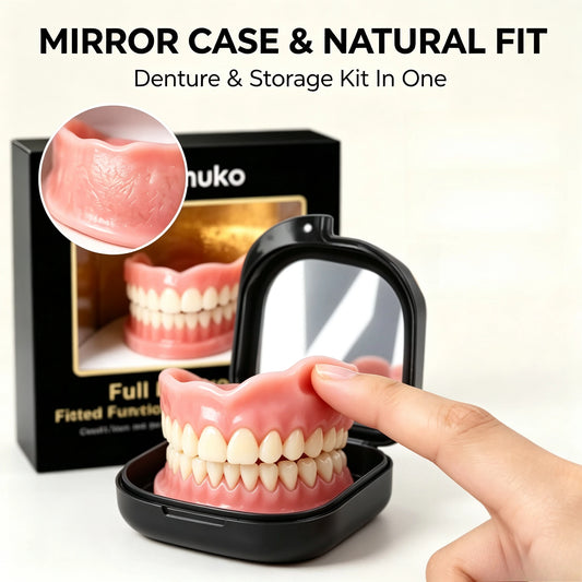 Comfort Fit Snap-On Denture Set with Mirror Storage Case