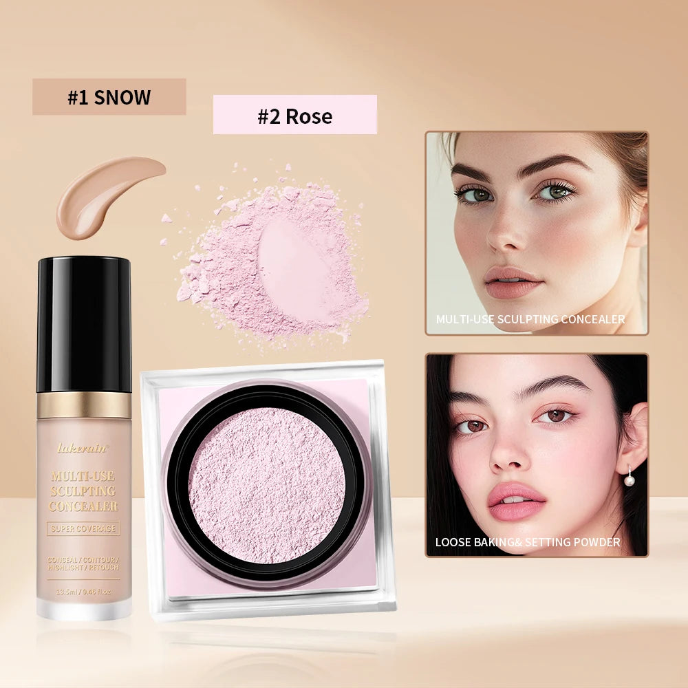 Face Makeup Concealer and Setting Powder Duo Set