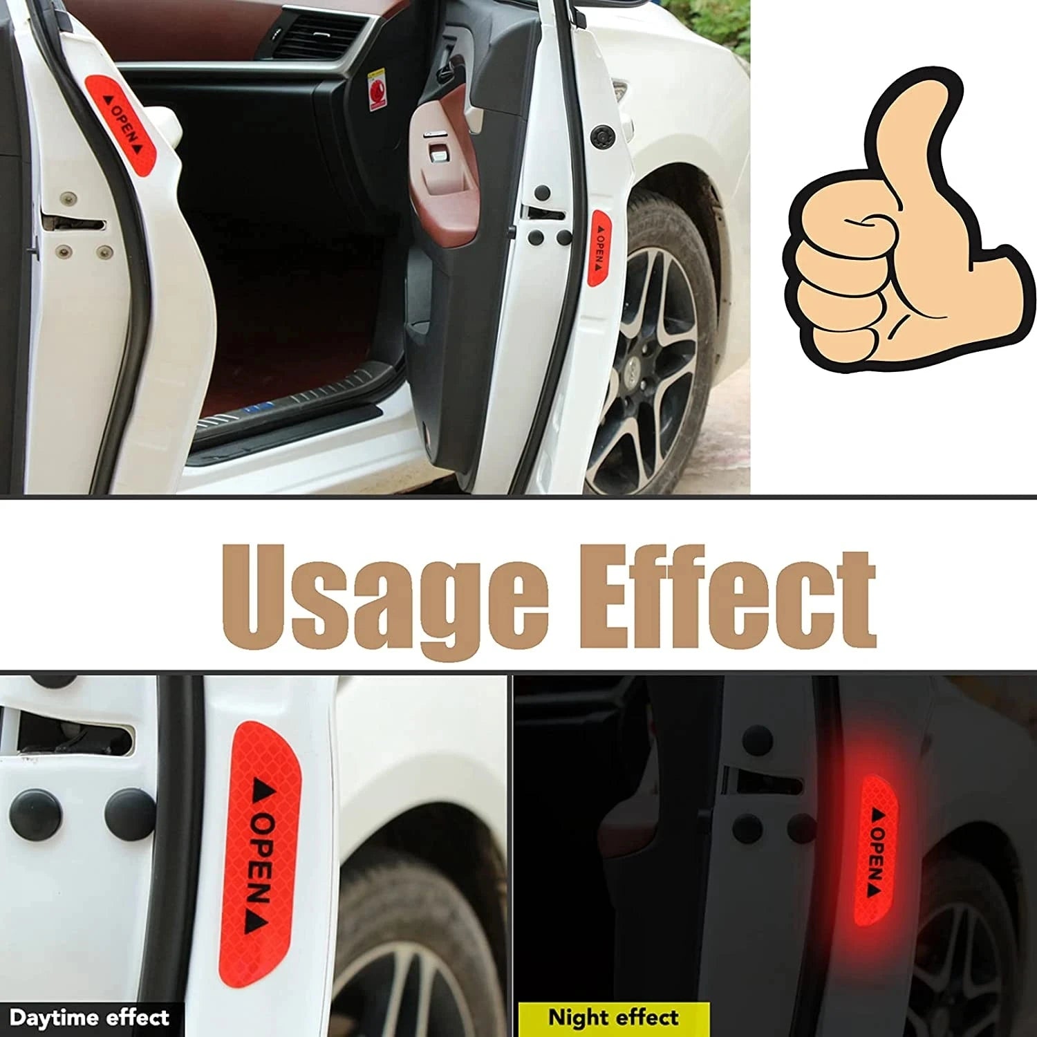 Reflective Car Door Open Warning Safety Stickers - 4