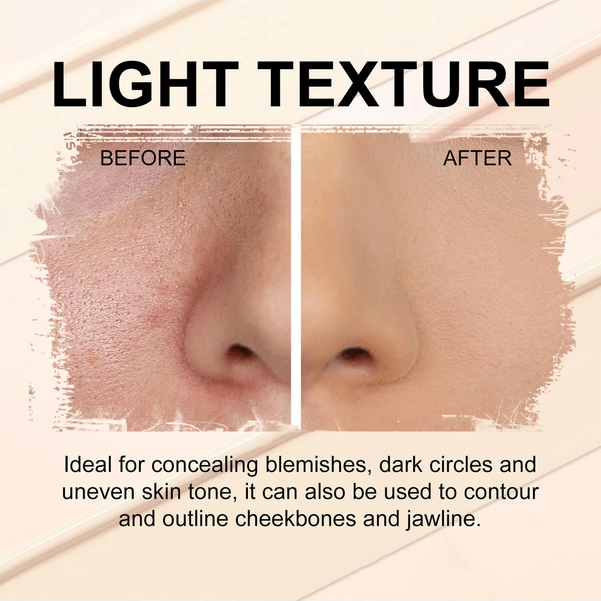 3-Color Cream Face Concealer Palette for Dark Circles and Blemishes