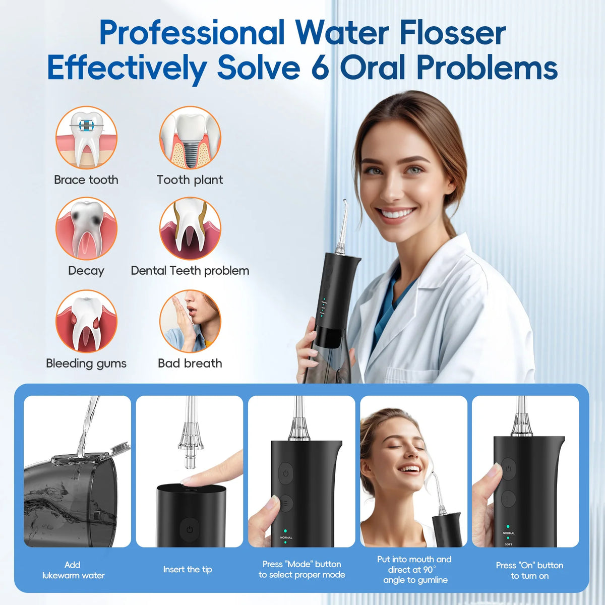 Electric Toothbrush and Water Flosser Oral Care Kit