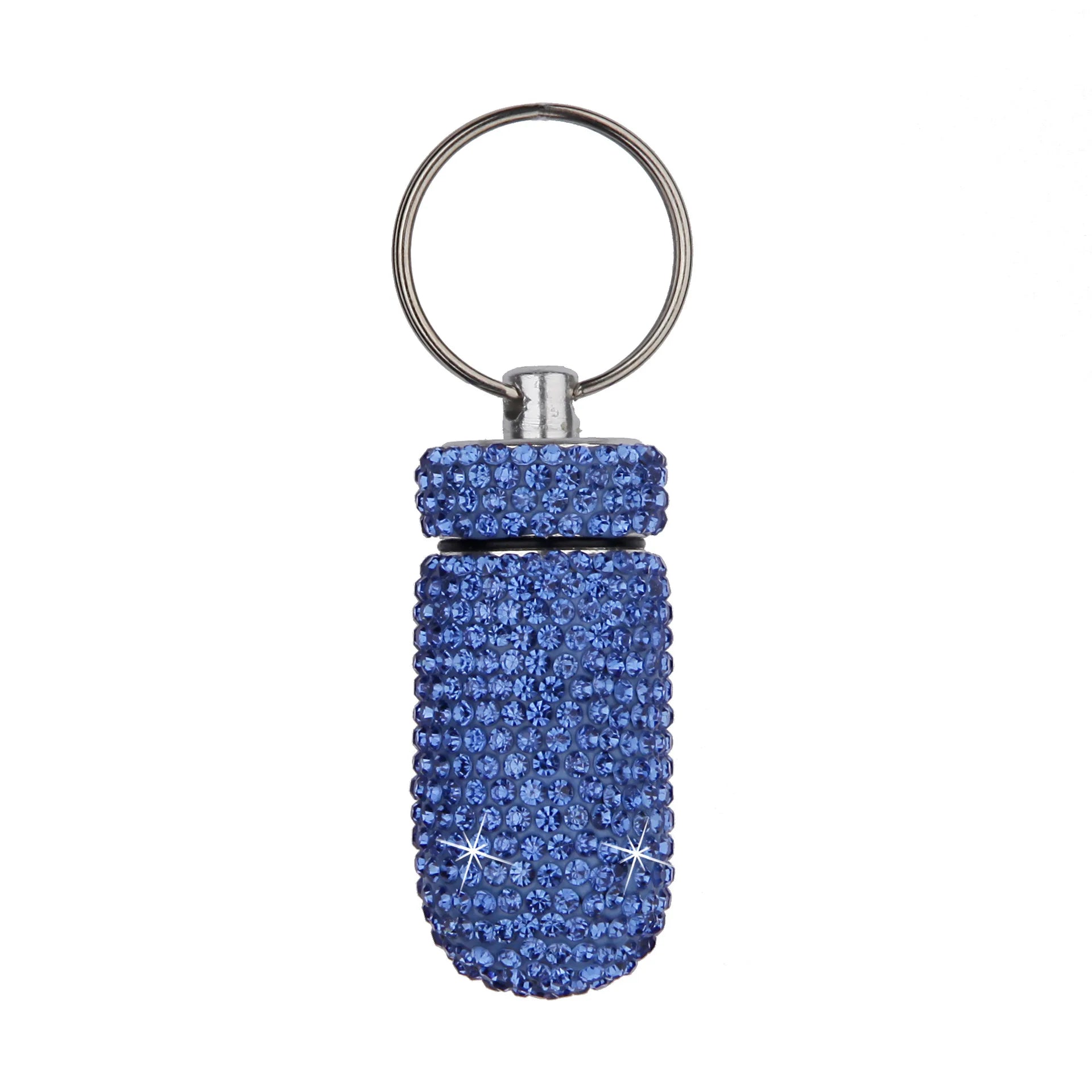 Waterproof Rhinestone Keychain Pill Holder Case - 23