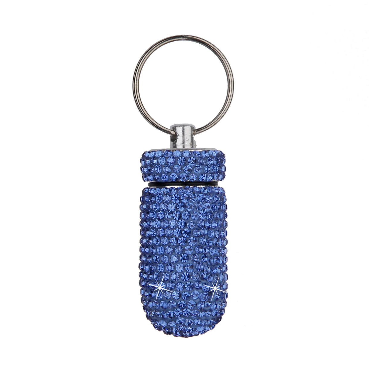 Waterproof Rhinestone Keychain Pill Holder Case