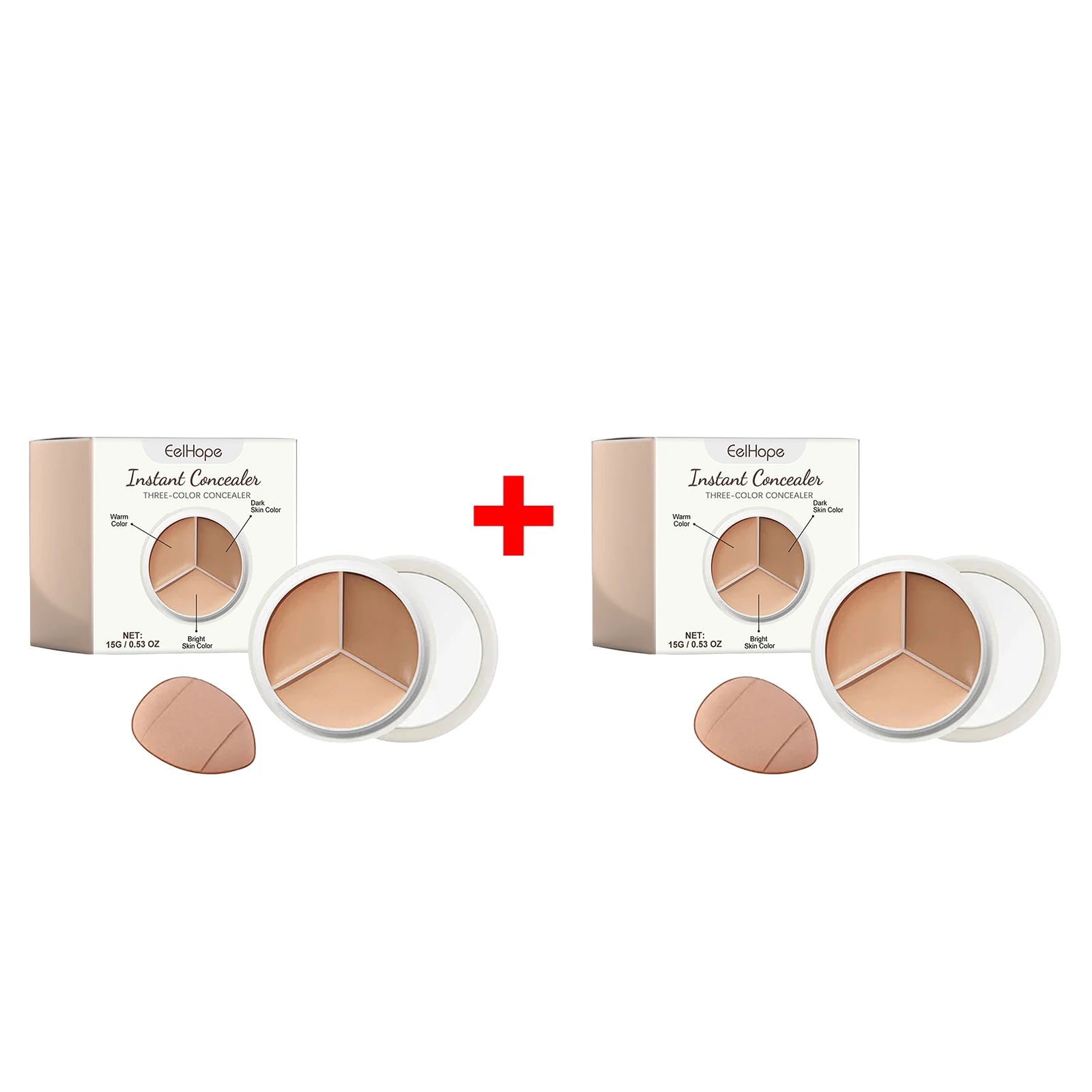 3-Color Cream Face Concealer Palette for Dark Circles and Blemishes - 14