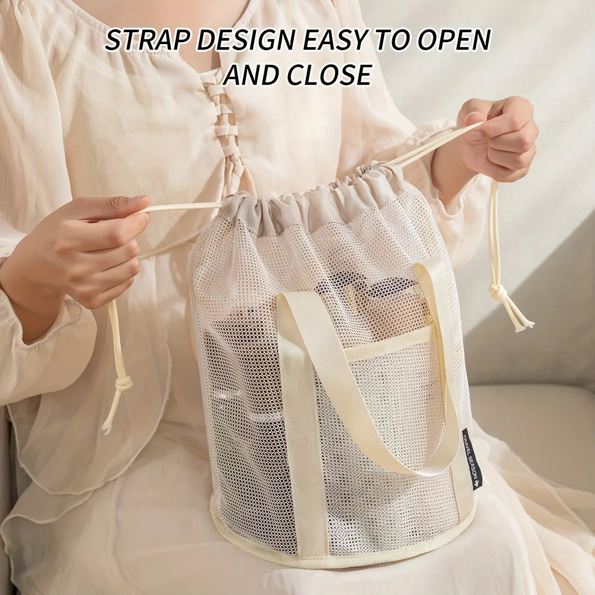 Multifunctional Foldable Mesh Drawstring Travel Organizer Bag - 5