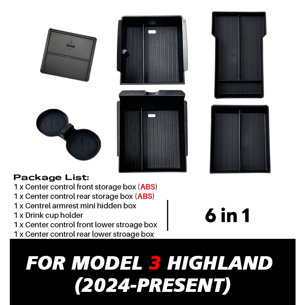 Center Console Organizer Tray Set for Model 3 Highland