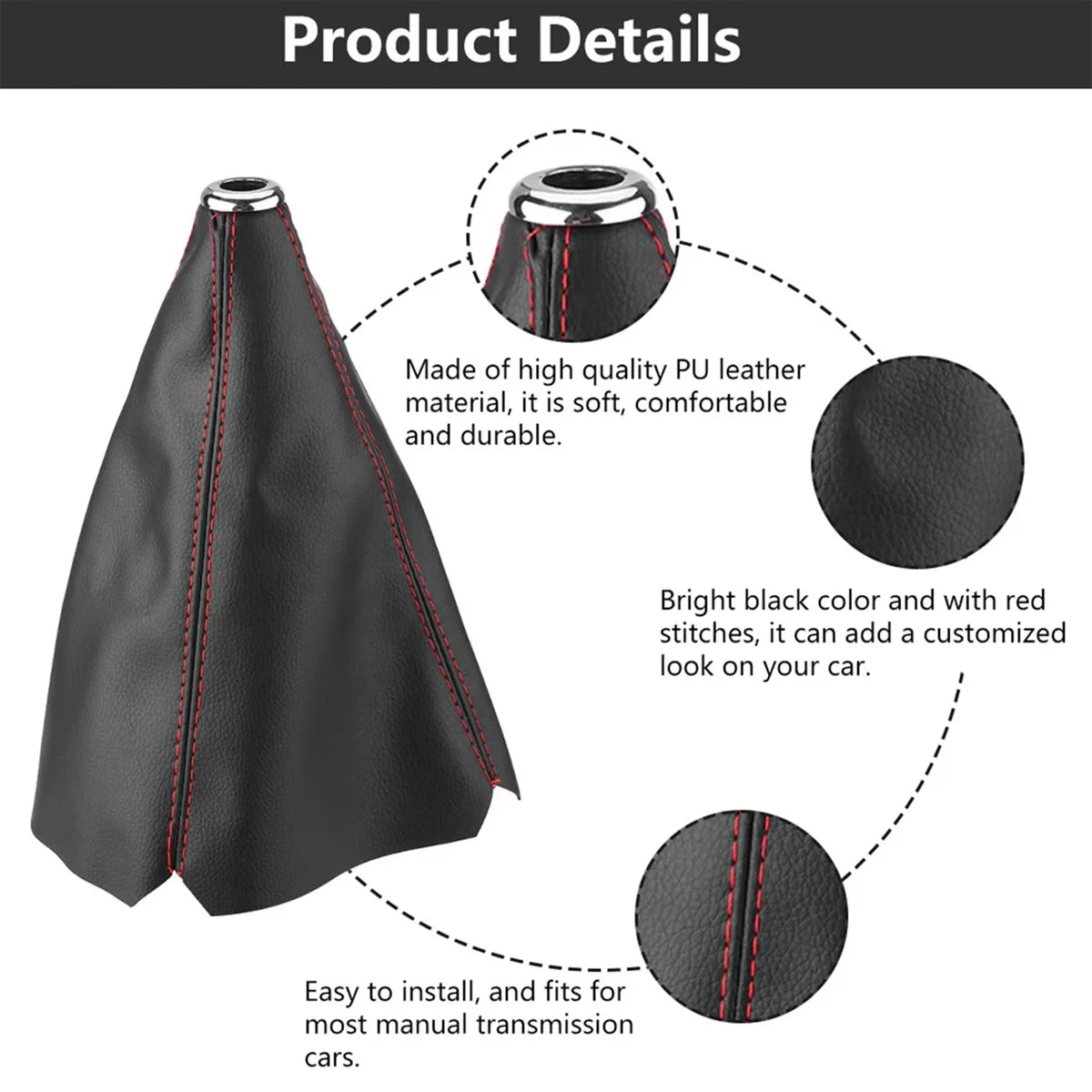 Universal Leather Car Gear Shift Knob Boot Cover
