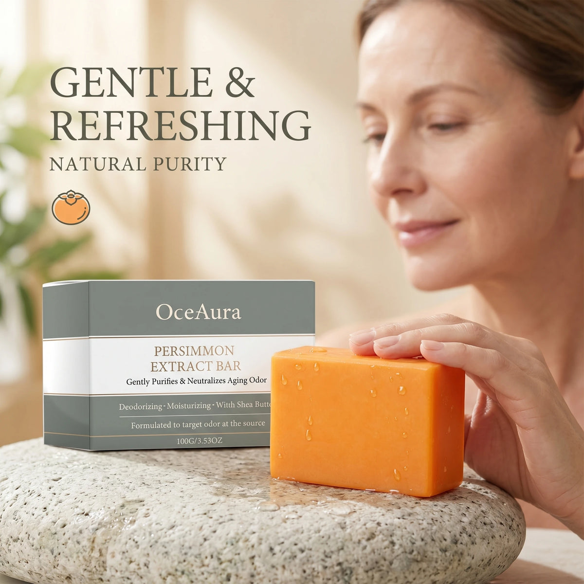 Natural Persimmon Deodorizing Body Soap for Aging Odor