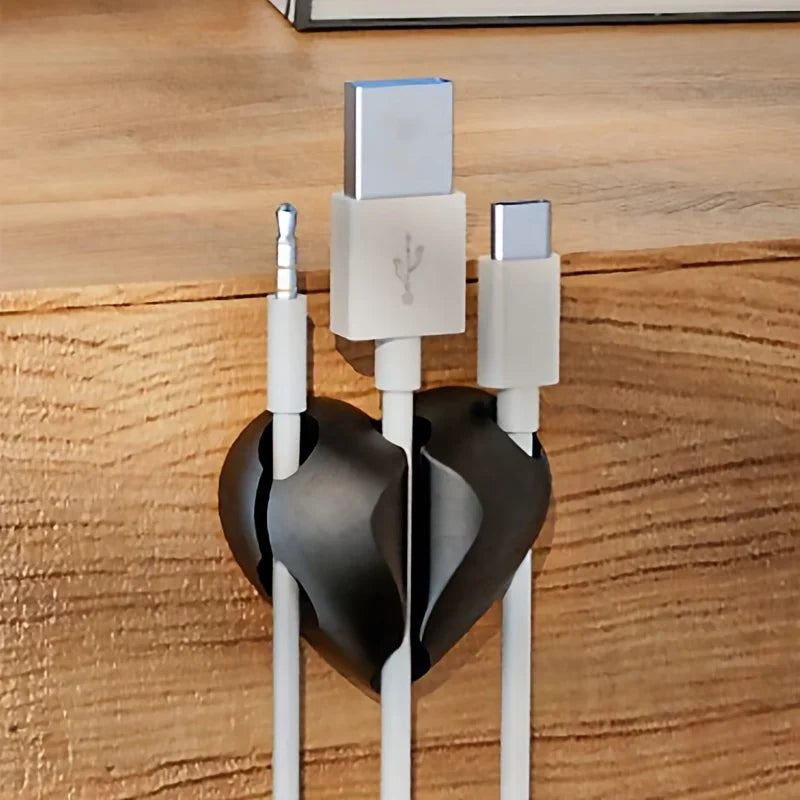 Heart-Shaped Self-Adhesive Cable Organizer for Desks
