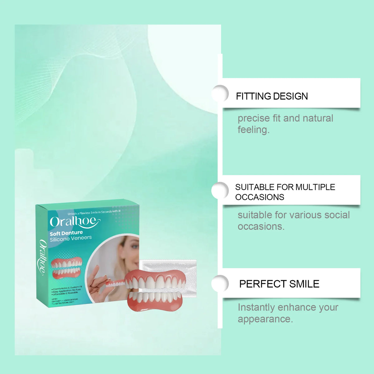 Flexible Silicone Cosmetic Denture Set for Smile Restoration