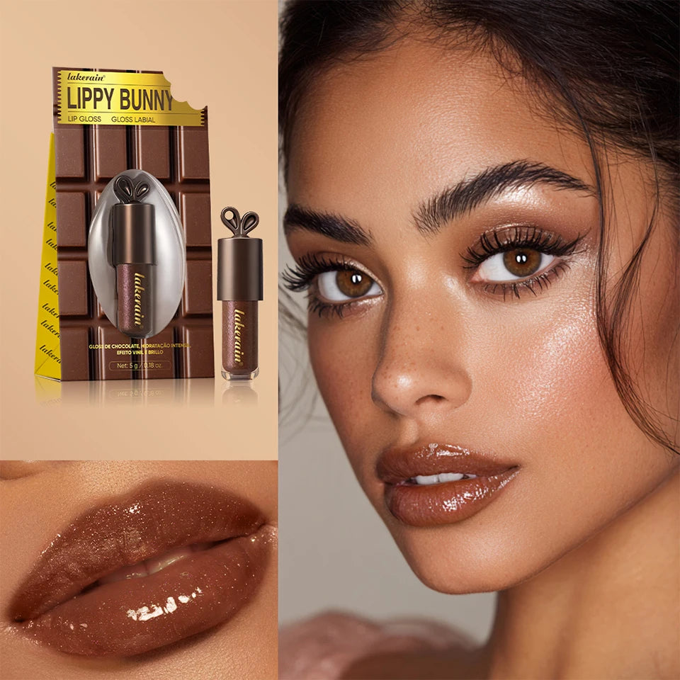 Moisturizing Chocolate Shimmer Lip Gloss for Plump Hydrated Lips