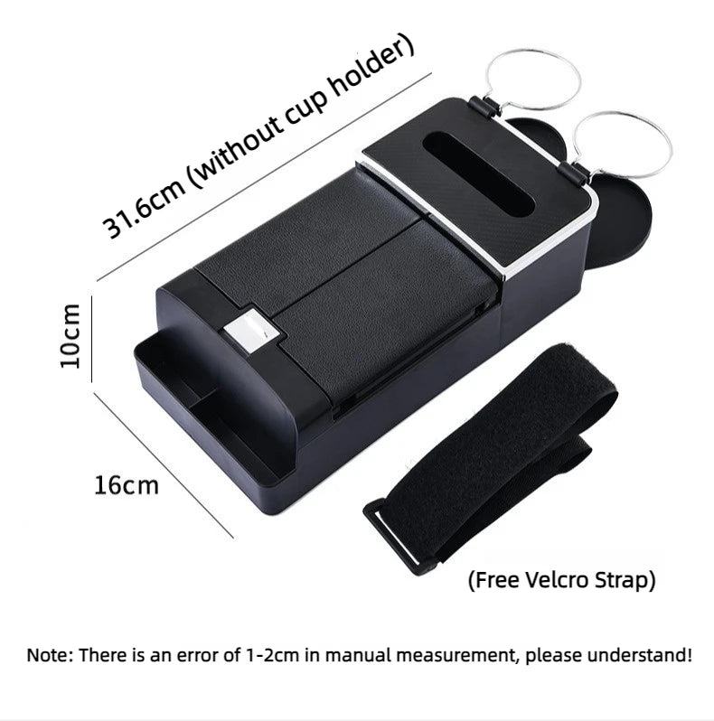 Multifunctional Car Armrest Box with Tissue Holder - 7