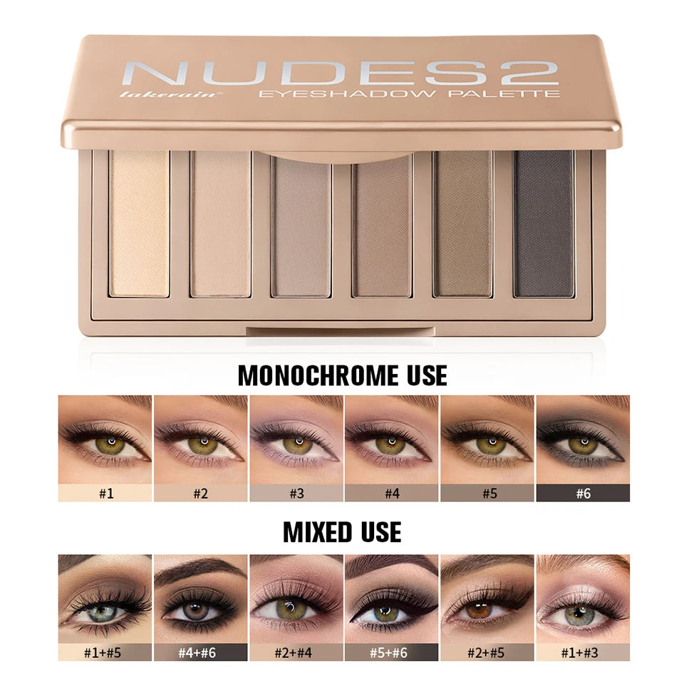 6-Color Nude Eyeshadow Palette with Makeup Brushes - 10
