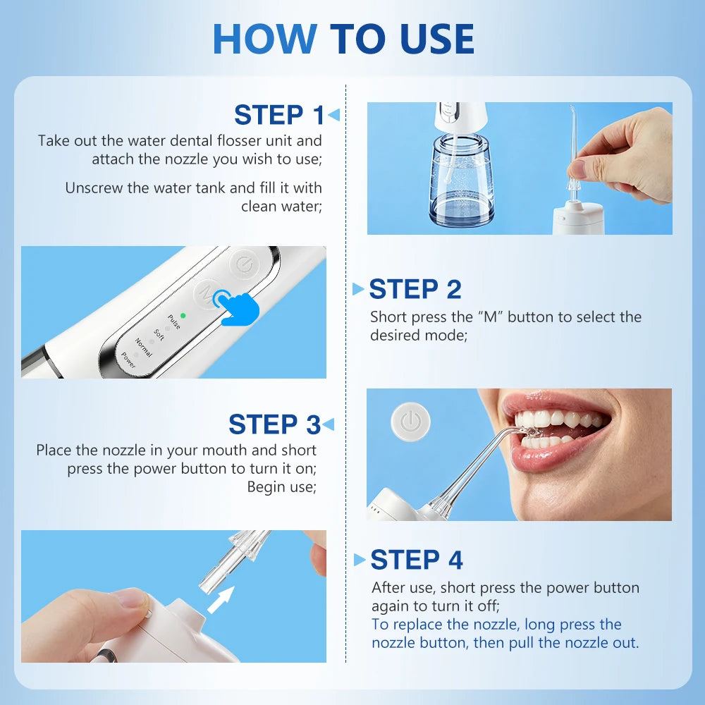 Cordless Water Dental Flosser for Teeth and Braces Cleaning