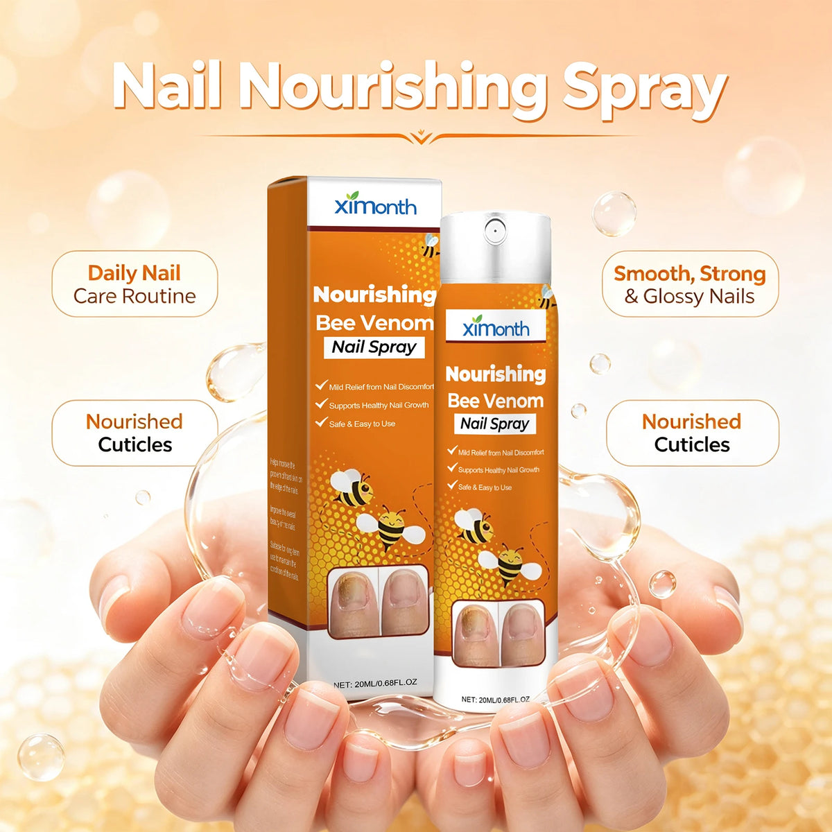 Bee Venom Nourishing Nail Spray for Brittle and Discolored Nails