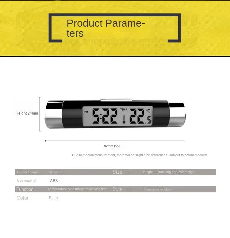 Digital Car Air Vent Clock and Thermometer with LED Backlight