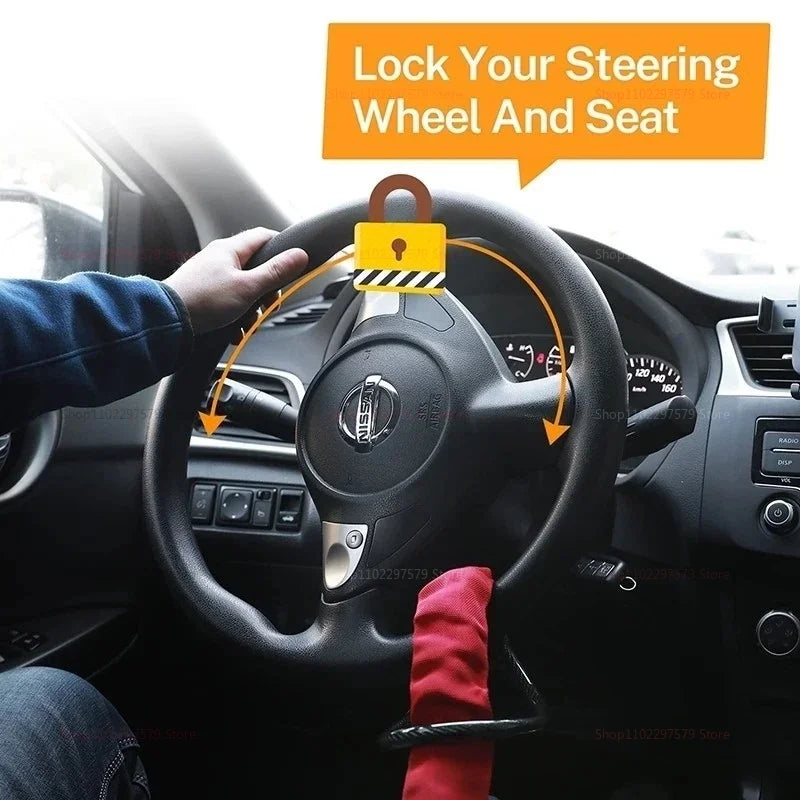 Heavy-Duty Steel Cable Steering Wheel Anti-Theft Security Lock