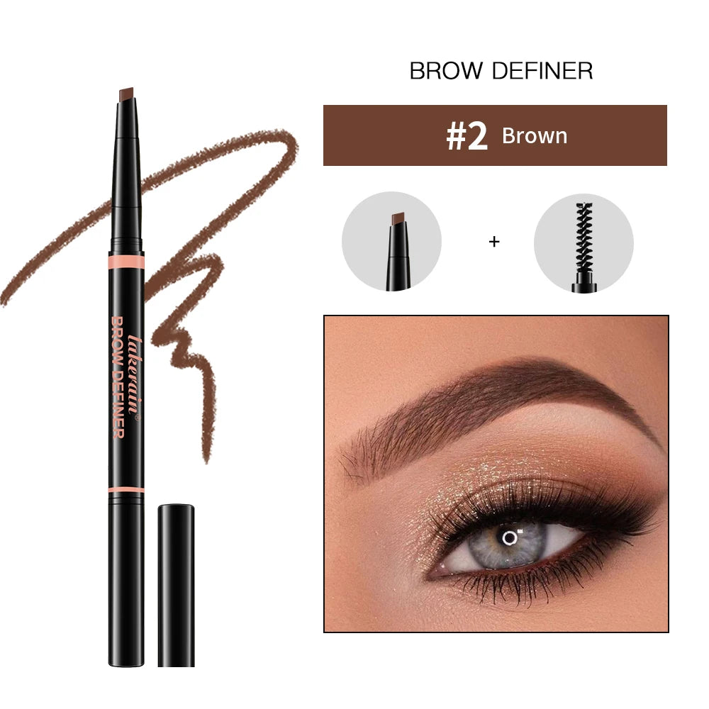 Waterproof Triangular Tip Eyebrow Pencil with Grooming Brush - 21