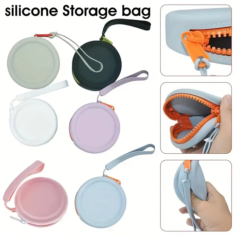 Portable Silicone Round Storage Pouch for Accessories and Coins - 2