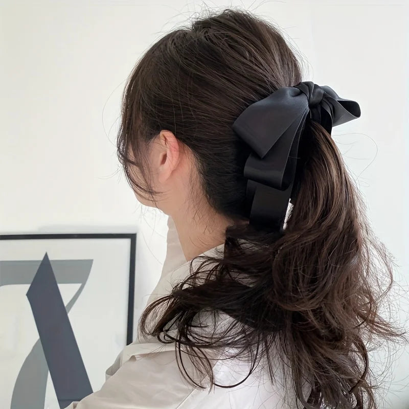 Silky Satin Hair Bow Clips for Women
