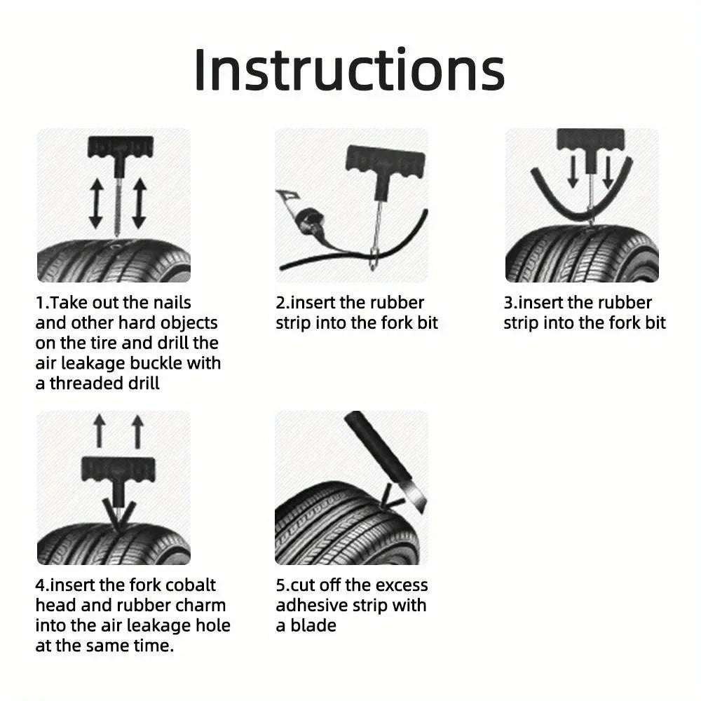 Emergency Car and Motorcycle Tubeless Tire Repair Kit