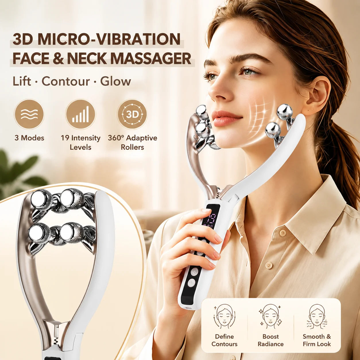 Microcurrent Facial and Neck Lifting Massager - 1