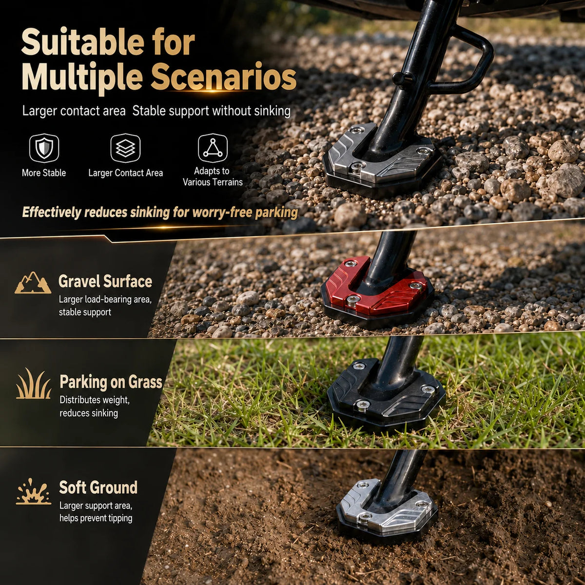 Motorcycle Kickstand Support Pad for Stable Parking