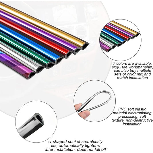 10 Pcs Car Air Vent Decoration Strips U Shaped Interior Trim Styling