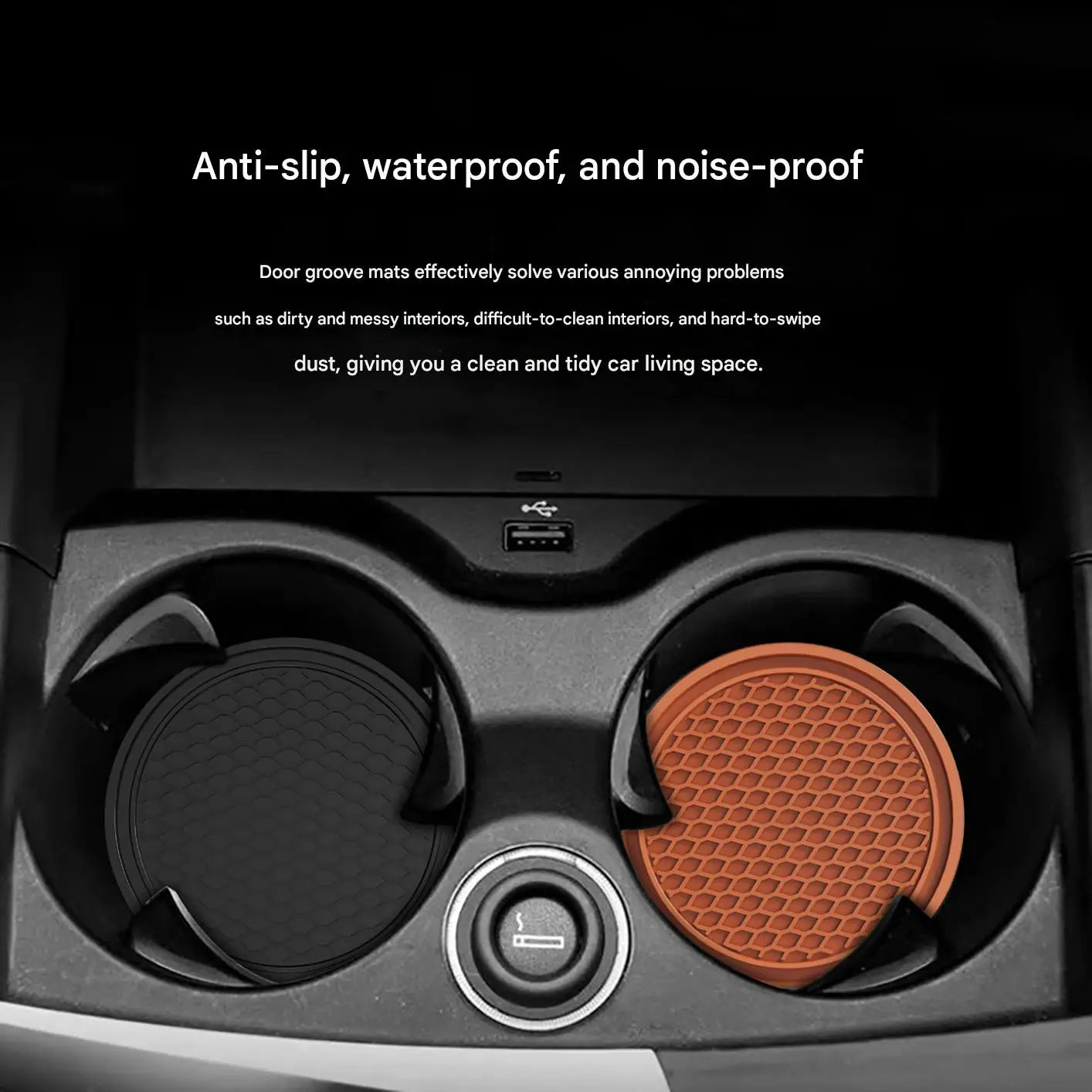 Anti-Slip Silicone Car Cup Holder Coasters - 1